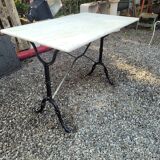 Bistro table top marble foot cast iron