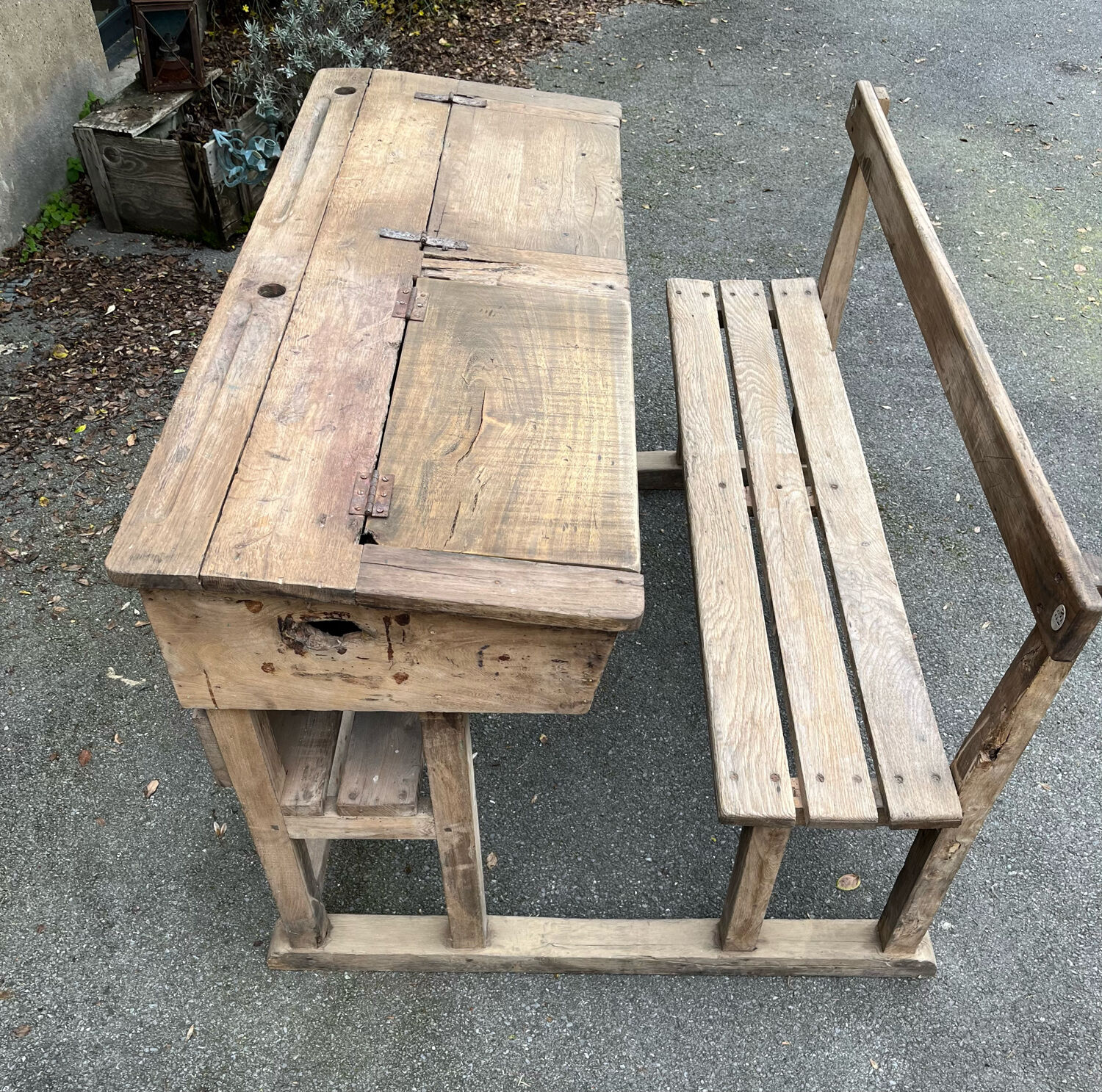 Double patinated school desk