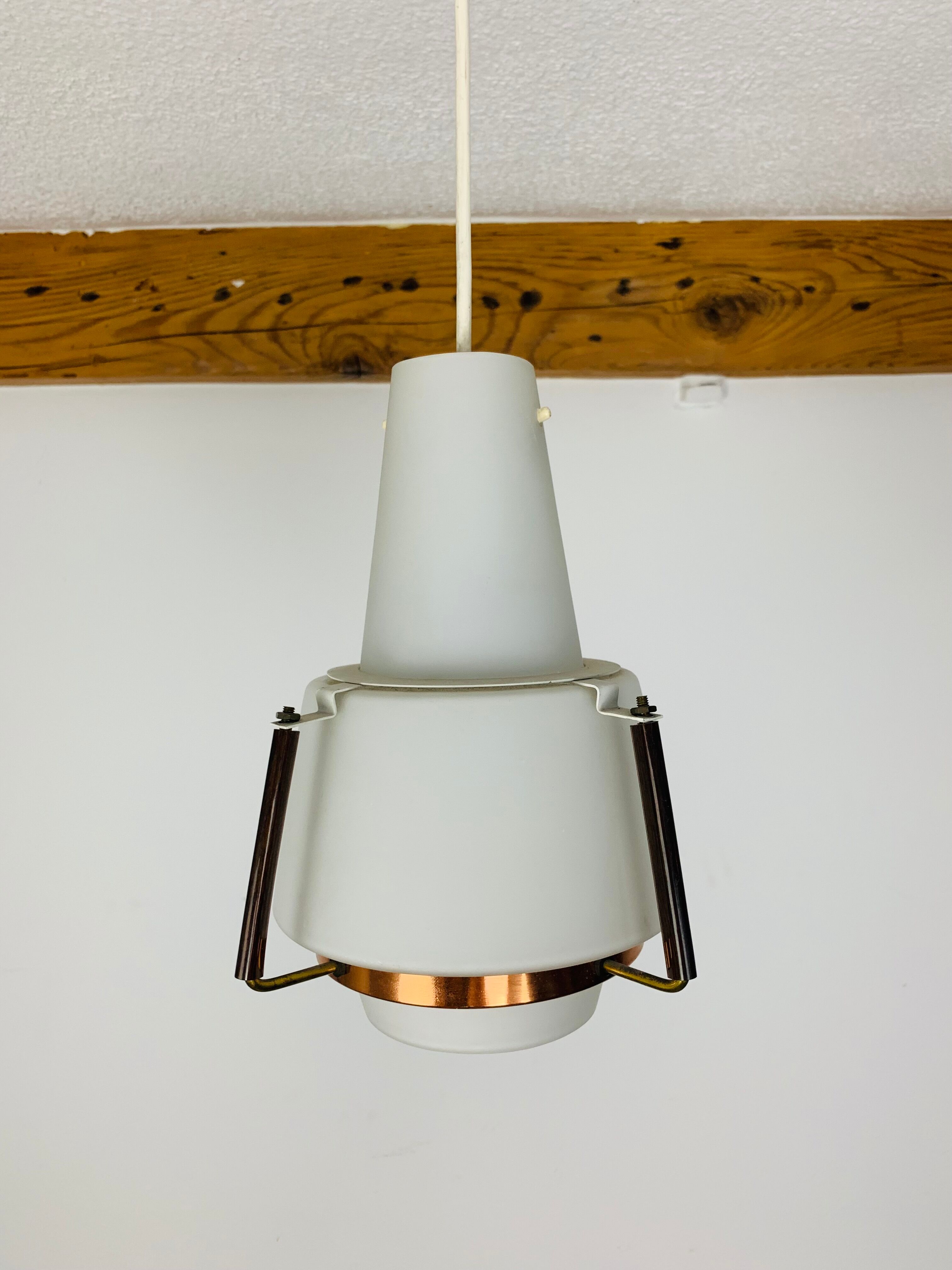 Opaline and brass suspension Scandinavian style 60s