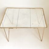 Coffee table gilded metal and white rigidule top 50