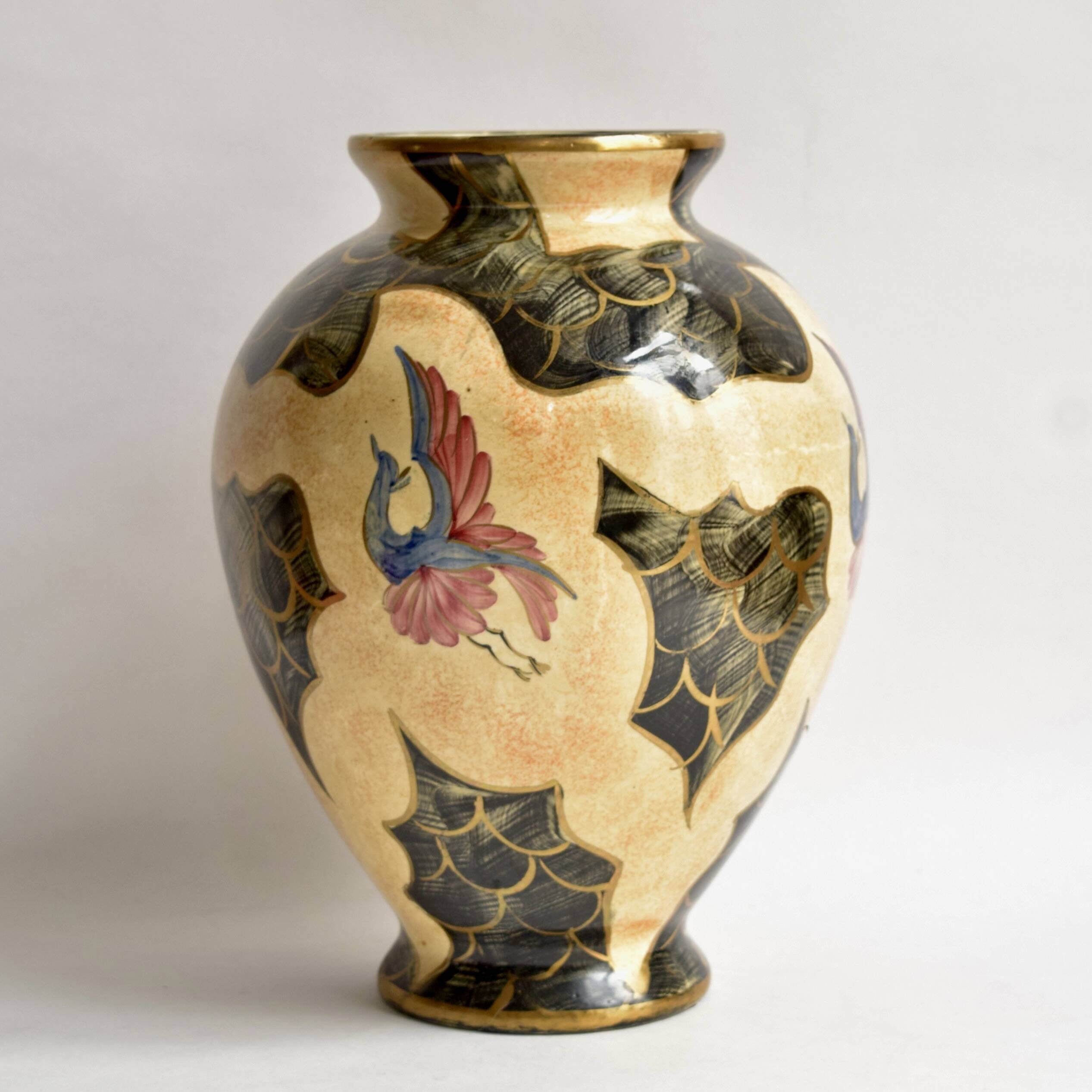 Large vintage vase - hand-painted decor