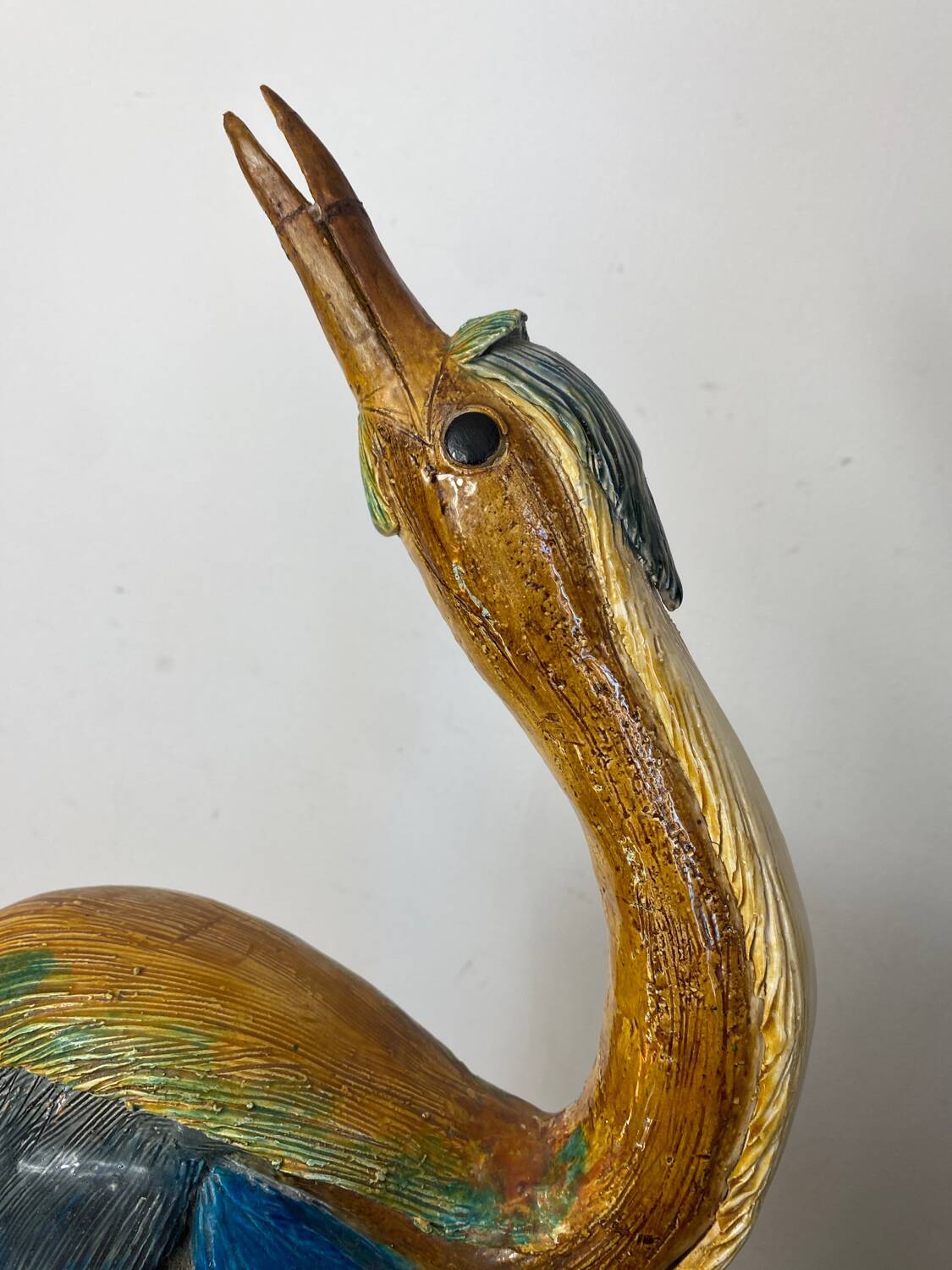 Large ceramic wading bird signed Thimo