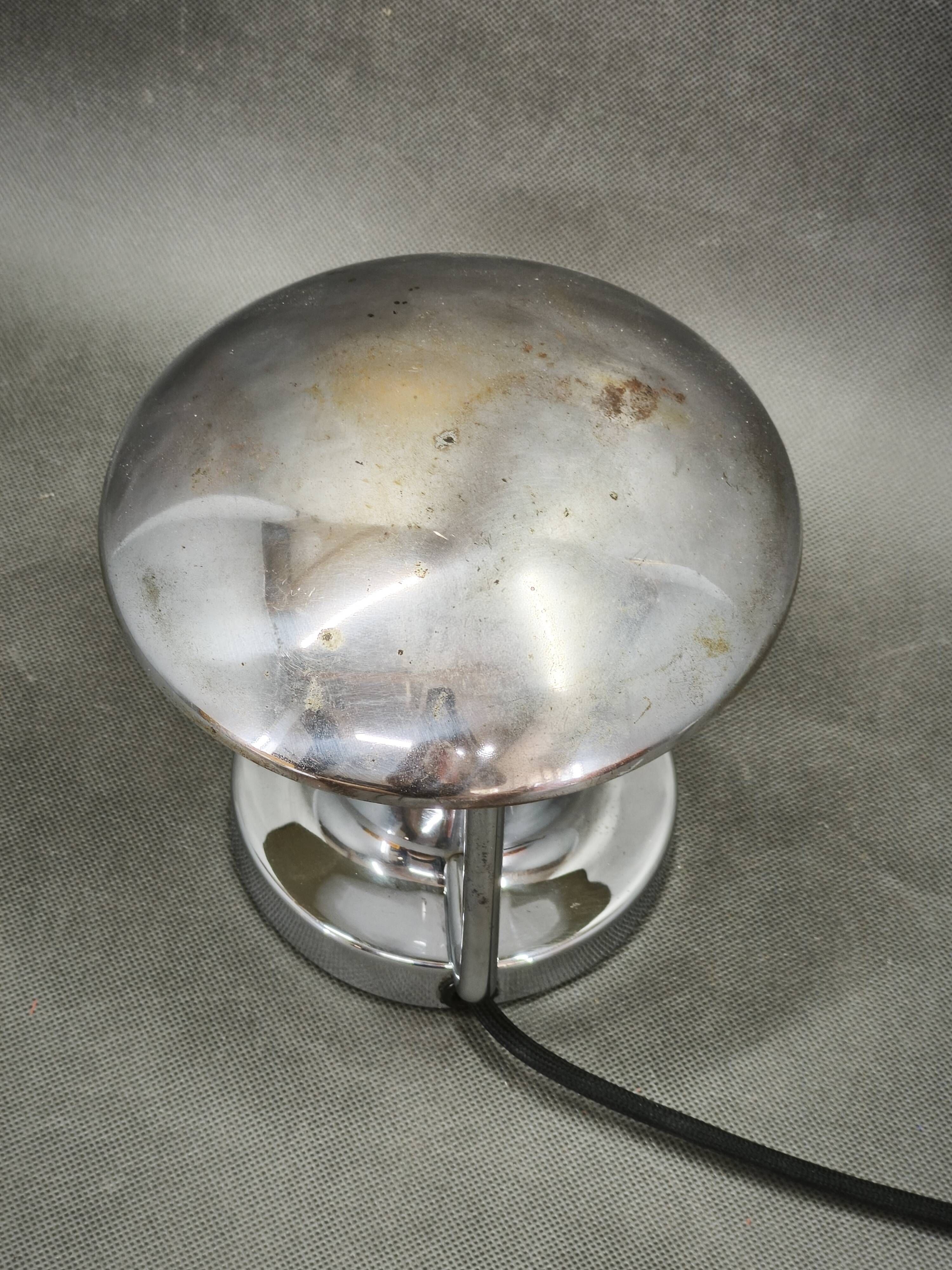 Josef hůrka bauhaus chrome and opaline glass table lamp for napako, 1940s