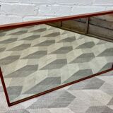 Vintage rectangular wall mirror teak frame
