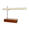 Lampe de bureau fluorescente vintage XL unique base en bois massif, lampe de table mid century