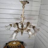 Ancien lustre en bronze 6 lumières