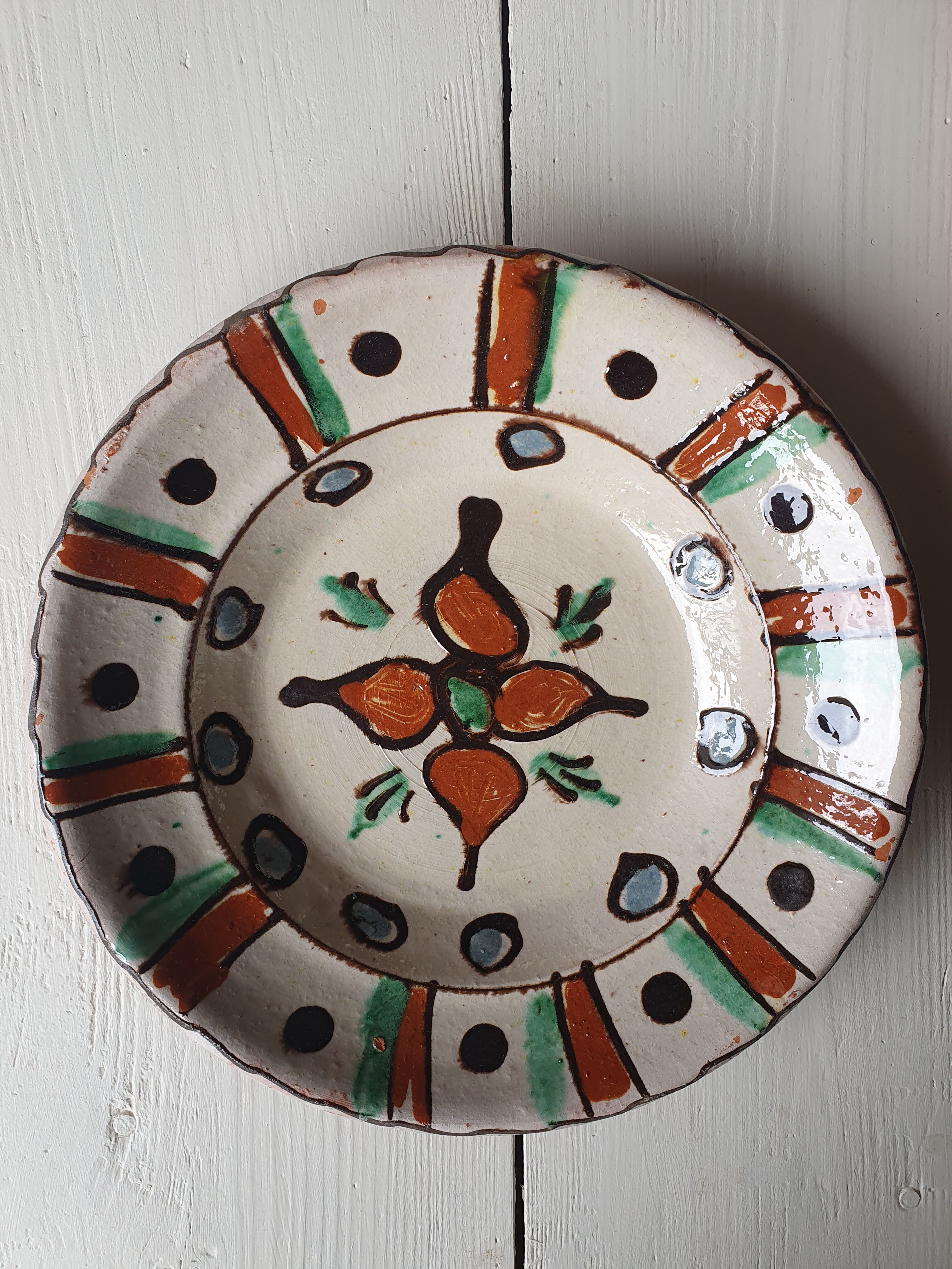5 assiettes céramique artisanales Roumanie slave bohème oiseau table ou murales