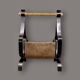 Antique wrought iron, wood and suede magazine rack - 4.1 kg - 1950s