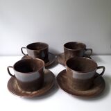 4 vintage stoneware cups + 4 saucers (A1)