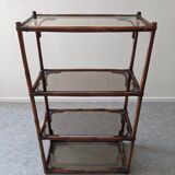 Bamboo and smoked glass shelf from the 60s and 70s