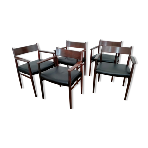 fauteuil modèle 431 et 5 chaises modèle 418 par Arne Vodder pour Sibast