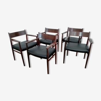 Model 431 armchair and 5 Model 418 chairs by Arne Vodder for Sibast