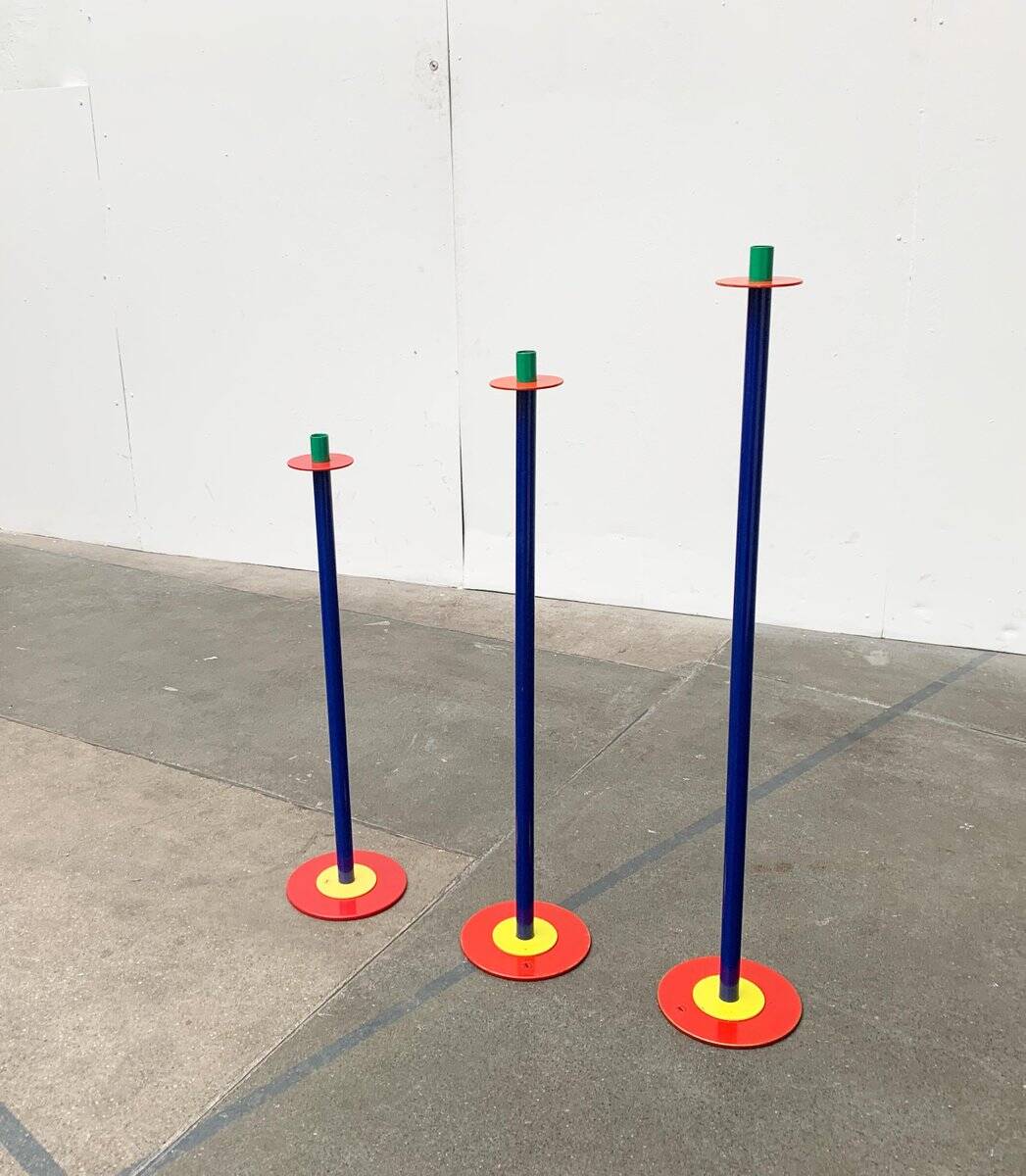 Postmodern German candlesticks by SKS, West Germany, set of 3.