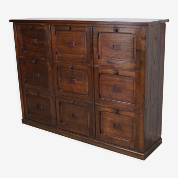 Antique french oak apothecary / filing cabinet folding doors, late 19th century