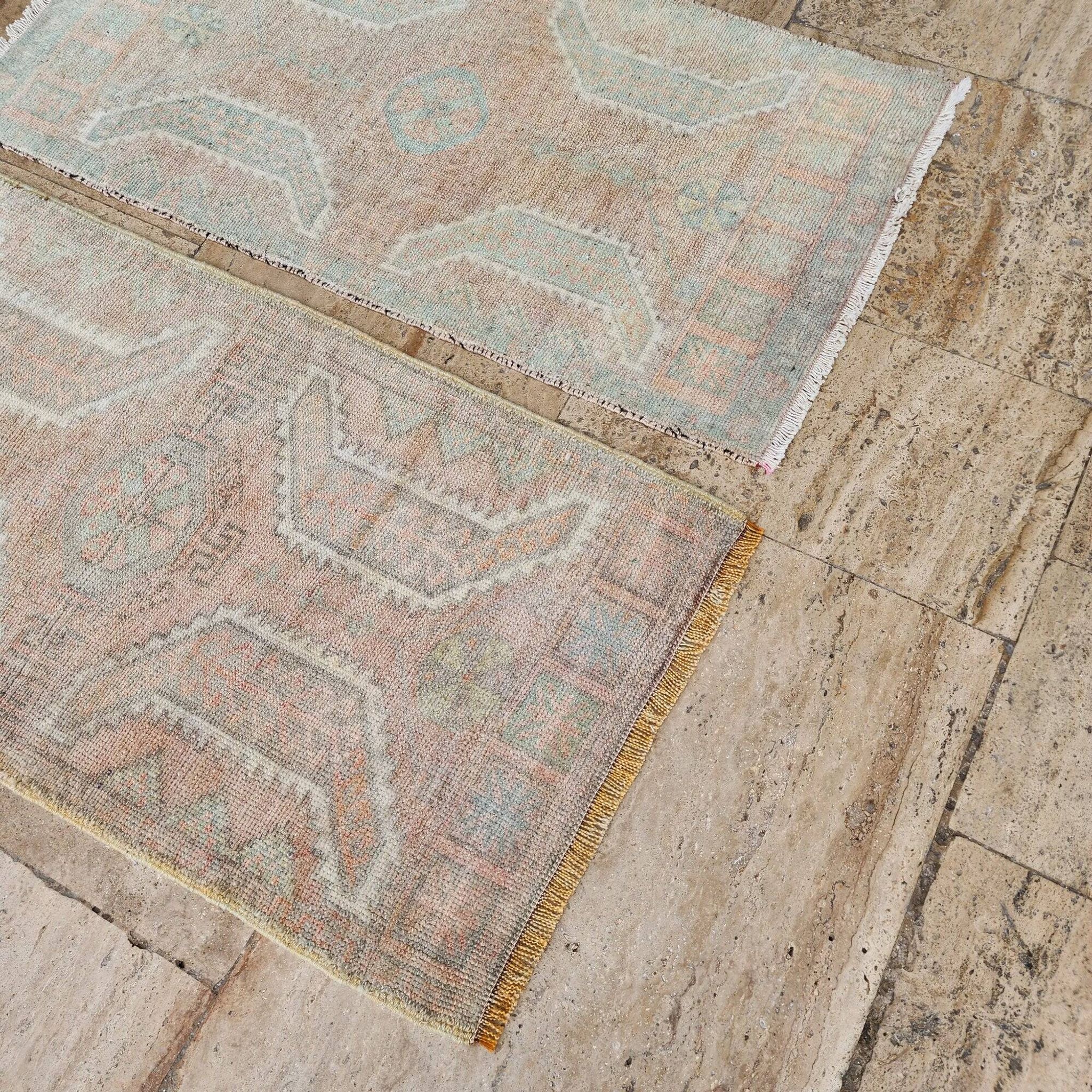 Set of 2 vintage handmade Turkish rugs 52x95 cm