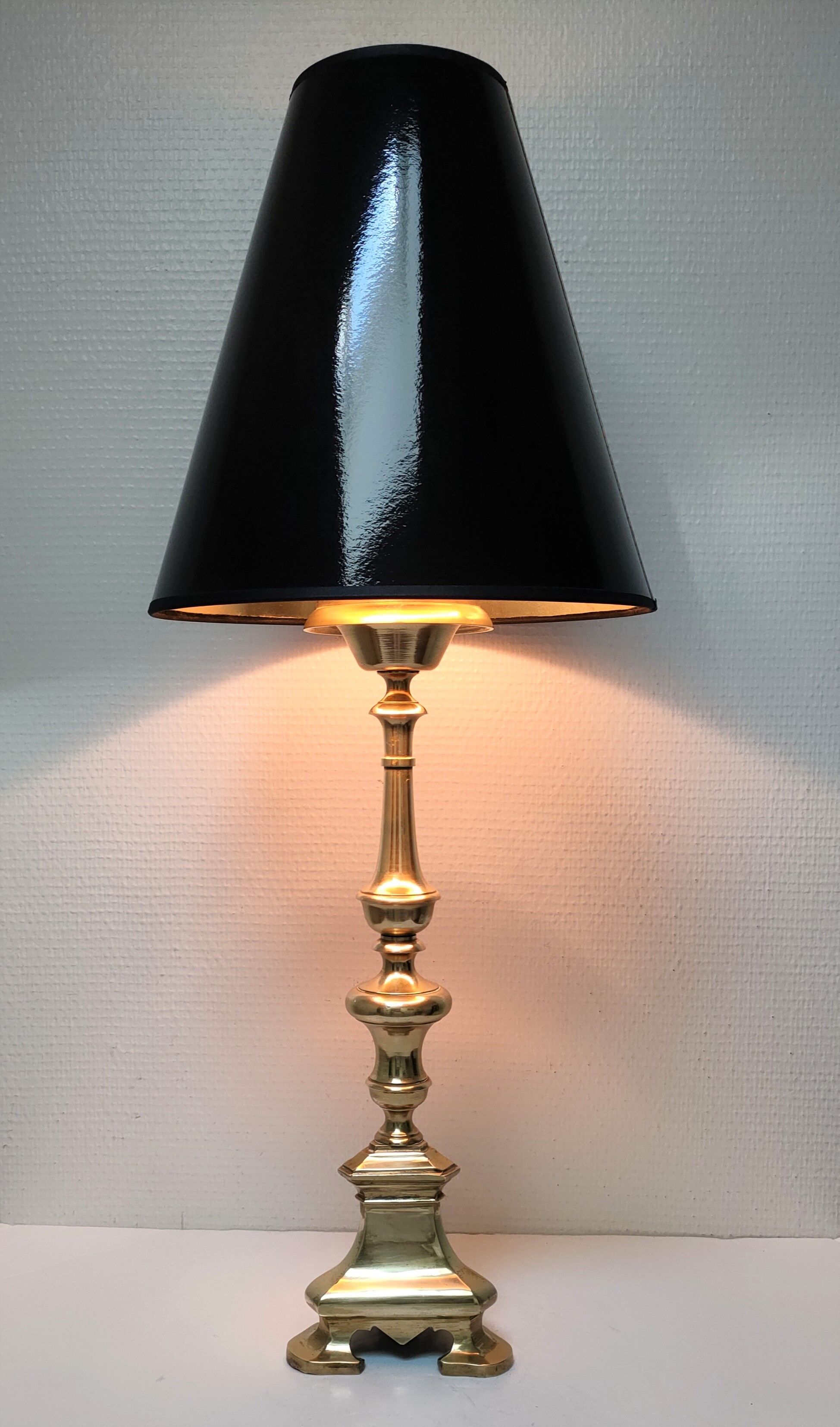 Pied de lampe bronze doré tripode hauteur 50 cm