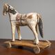 Antique Wooden Toy Horse on Wheels, Early 20th Century
