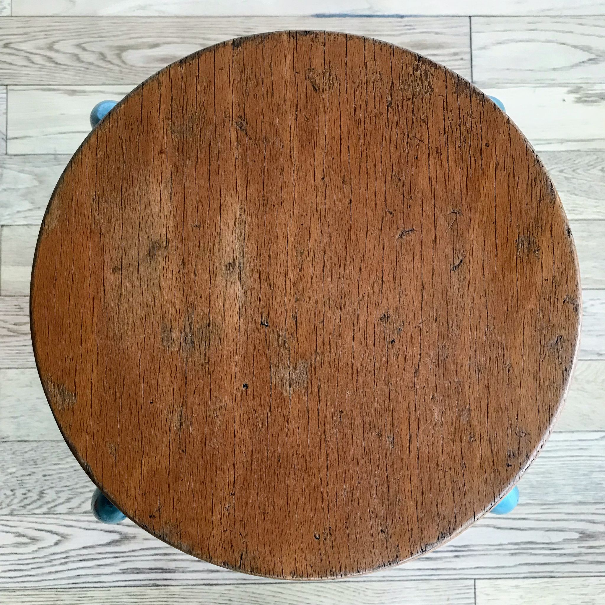Vintage metal and wood industrial stool