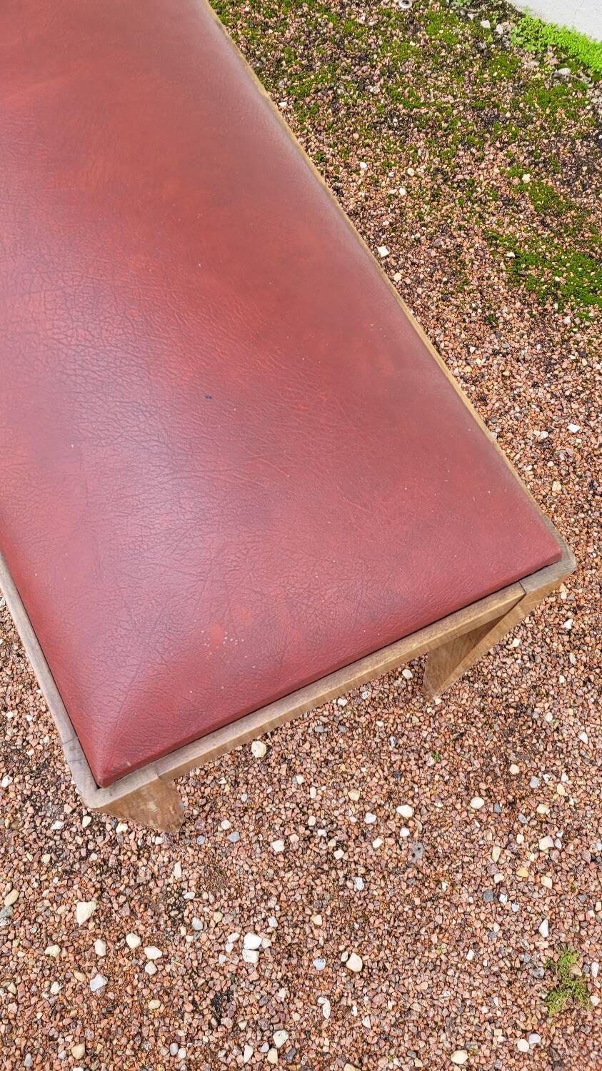 Art Deco piano stool bench in original Skai.
