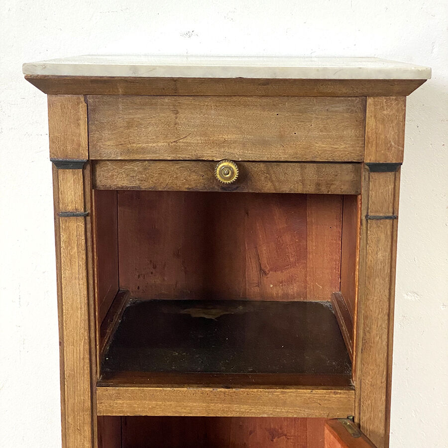 Bedside table 1940 sliding shutter and white marble