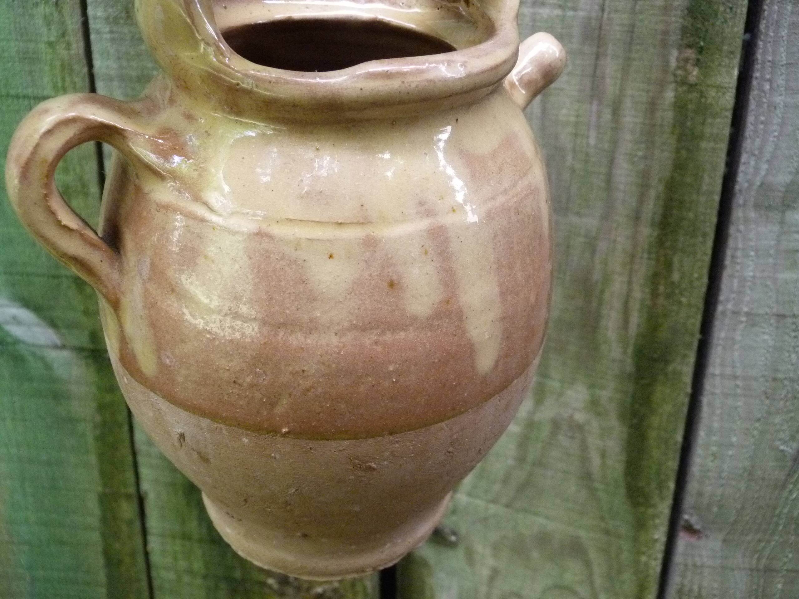 Old goat gargoulette in beige and yellow glazed earth XIXth century