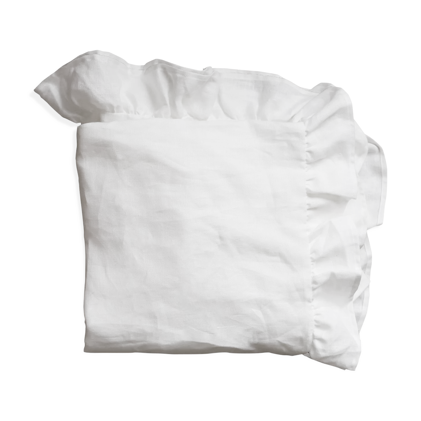 Flying tablecloth in white upcycled linen