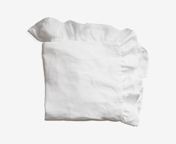 Nappe volantée en lin upcyclée blanche