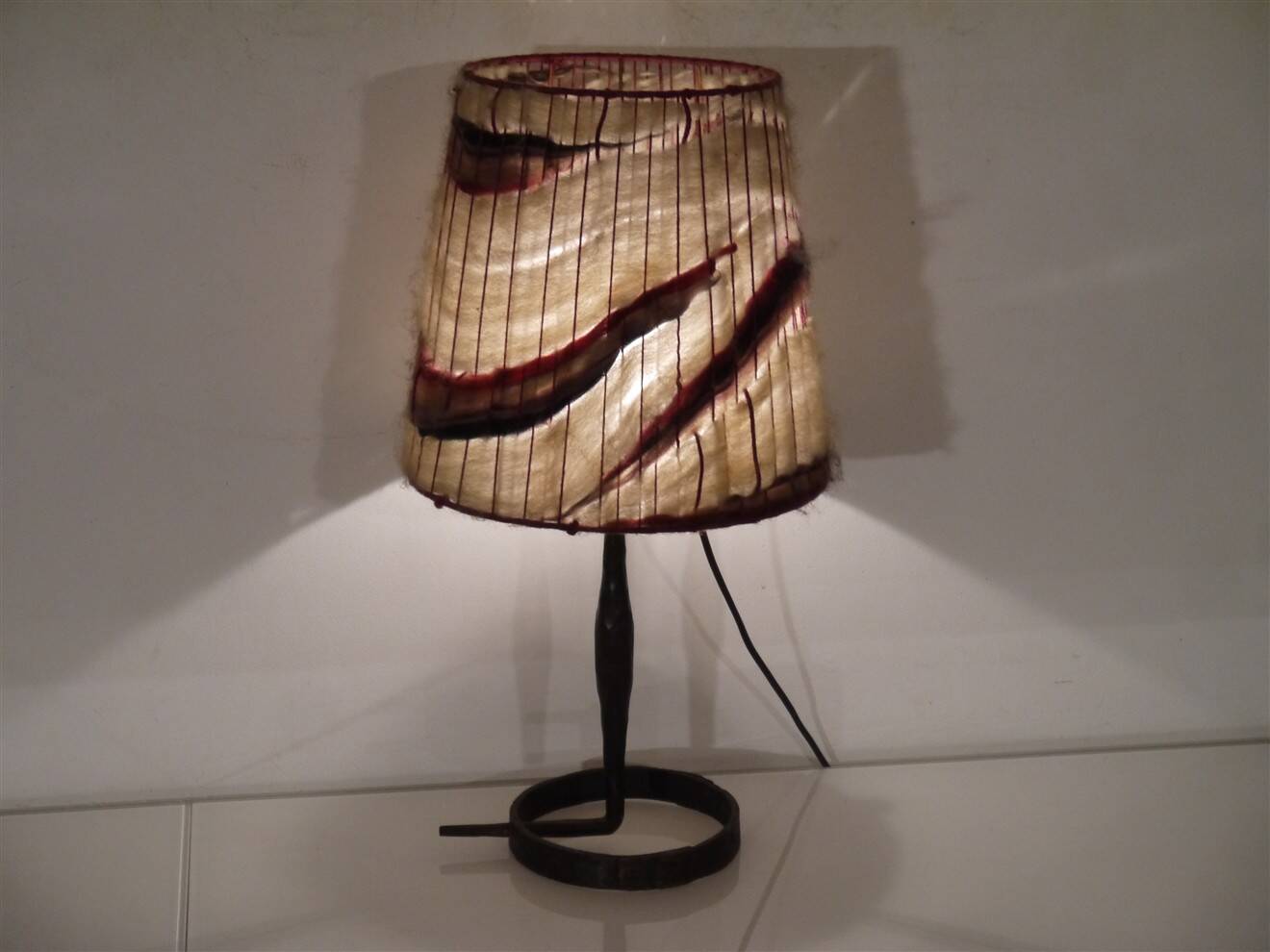 Brutalist hammered iron lamp from the 1950s.