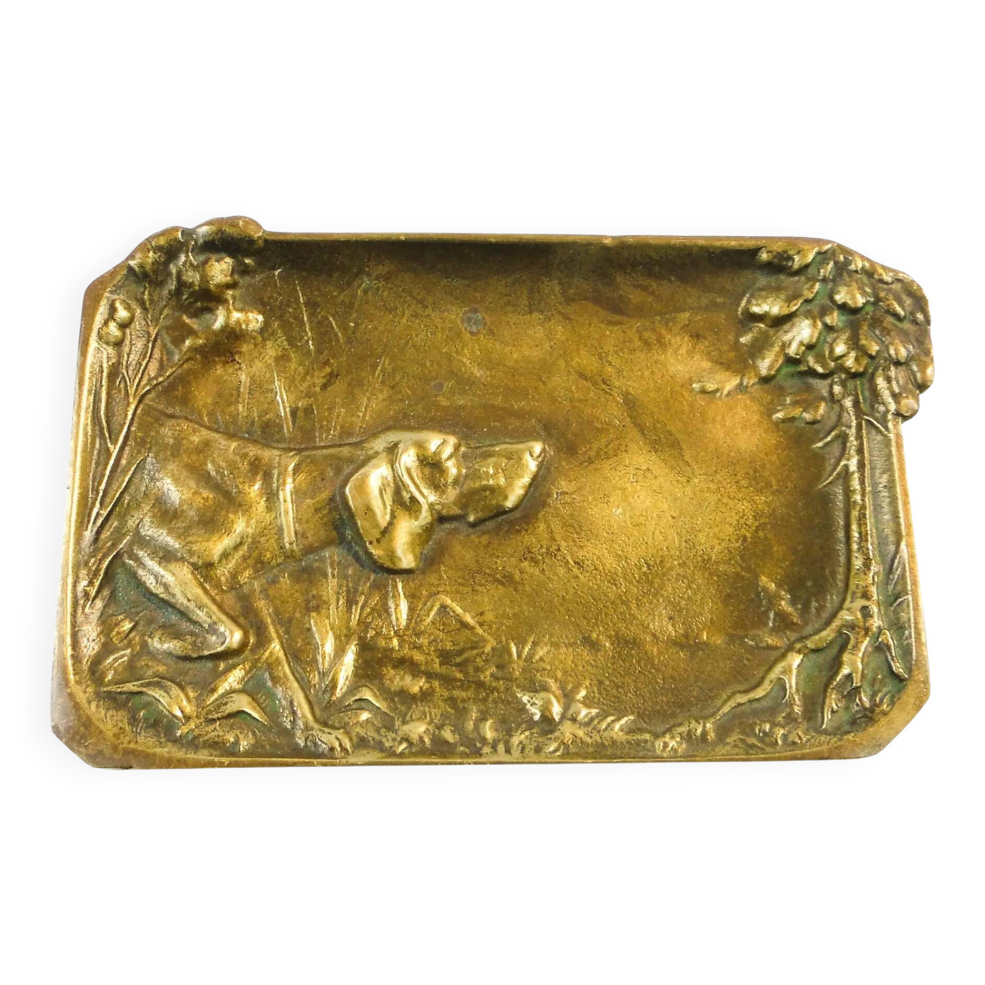 Porte-cartes Art Nouveau, laiton, Pologne, années 1930