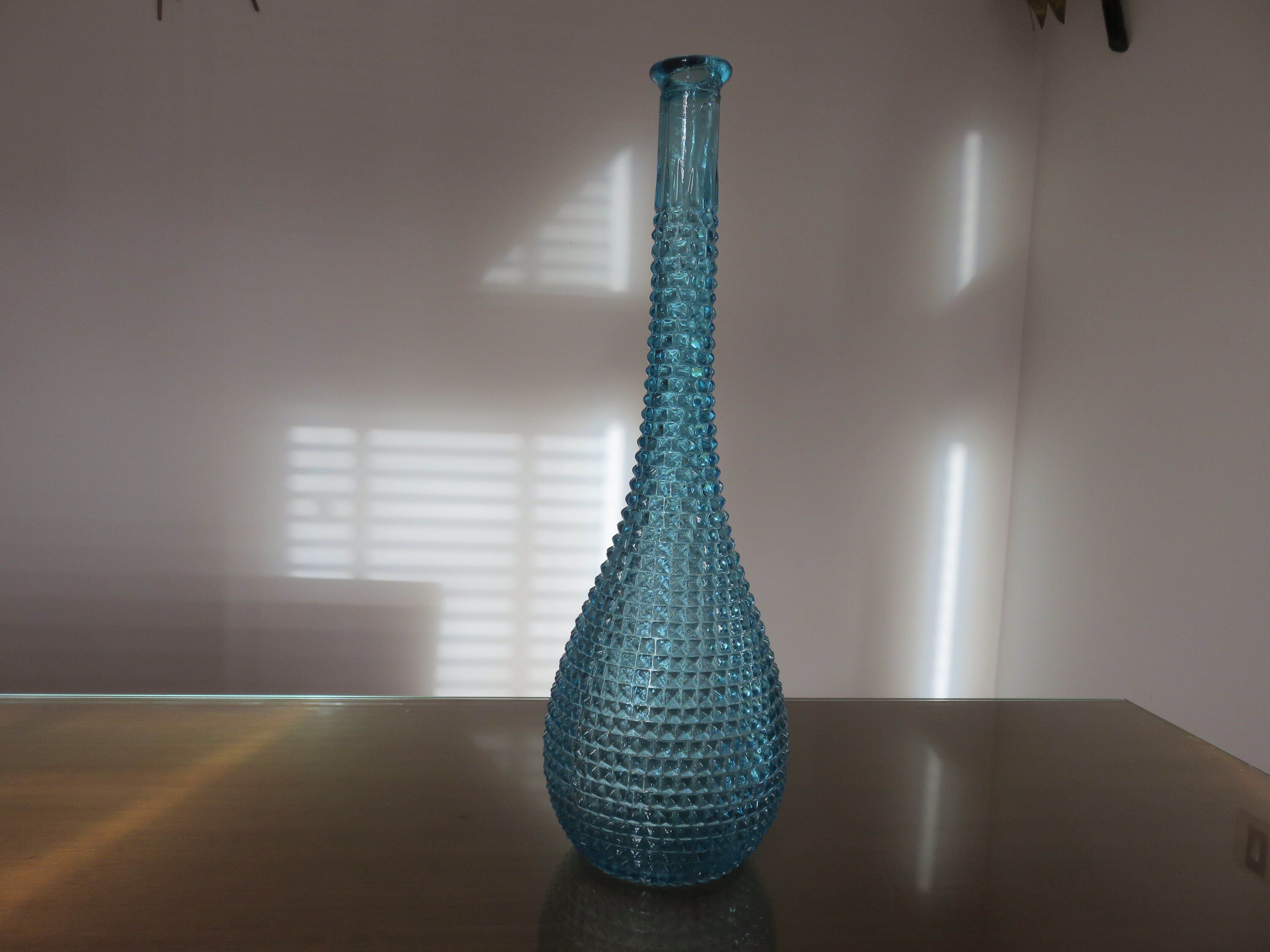 Bottle decanter Empoli Italy diamond tip glass 60 years 70