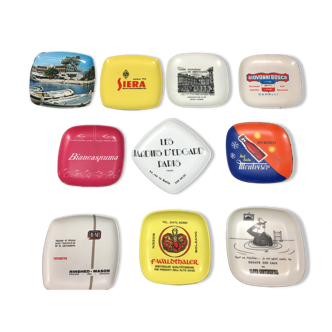 Set of 10 vintage ashtrays made change for colorful restaurant