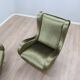 Paire de fauteuils italiens des années 1950 style Senior Zanuso en velours vert.