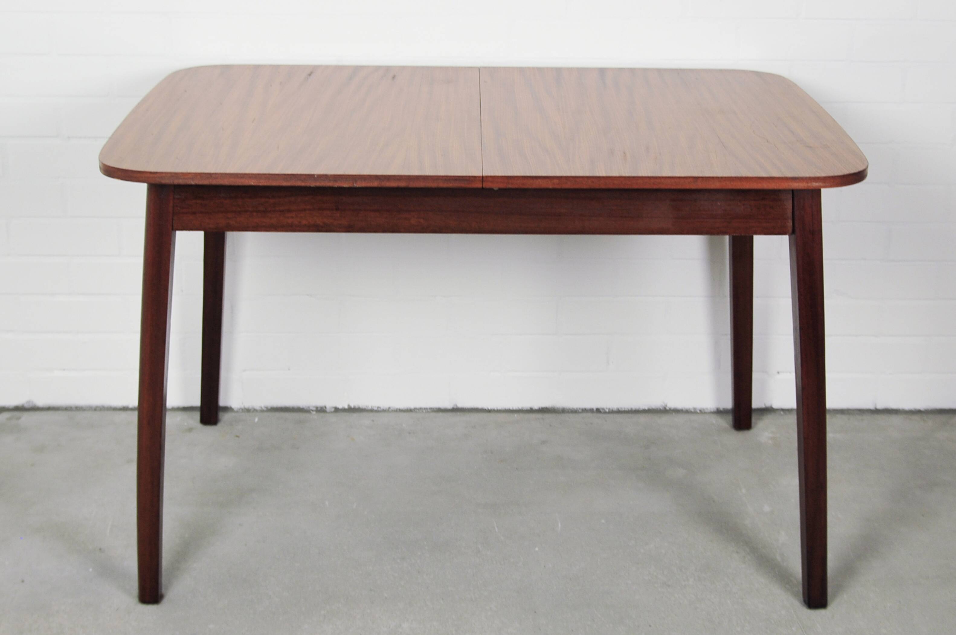 Vintage fold-out dining table with round corners