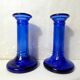 pair of vintage cobalt blue glass candlesticks