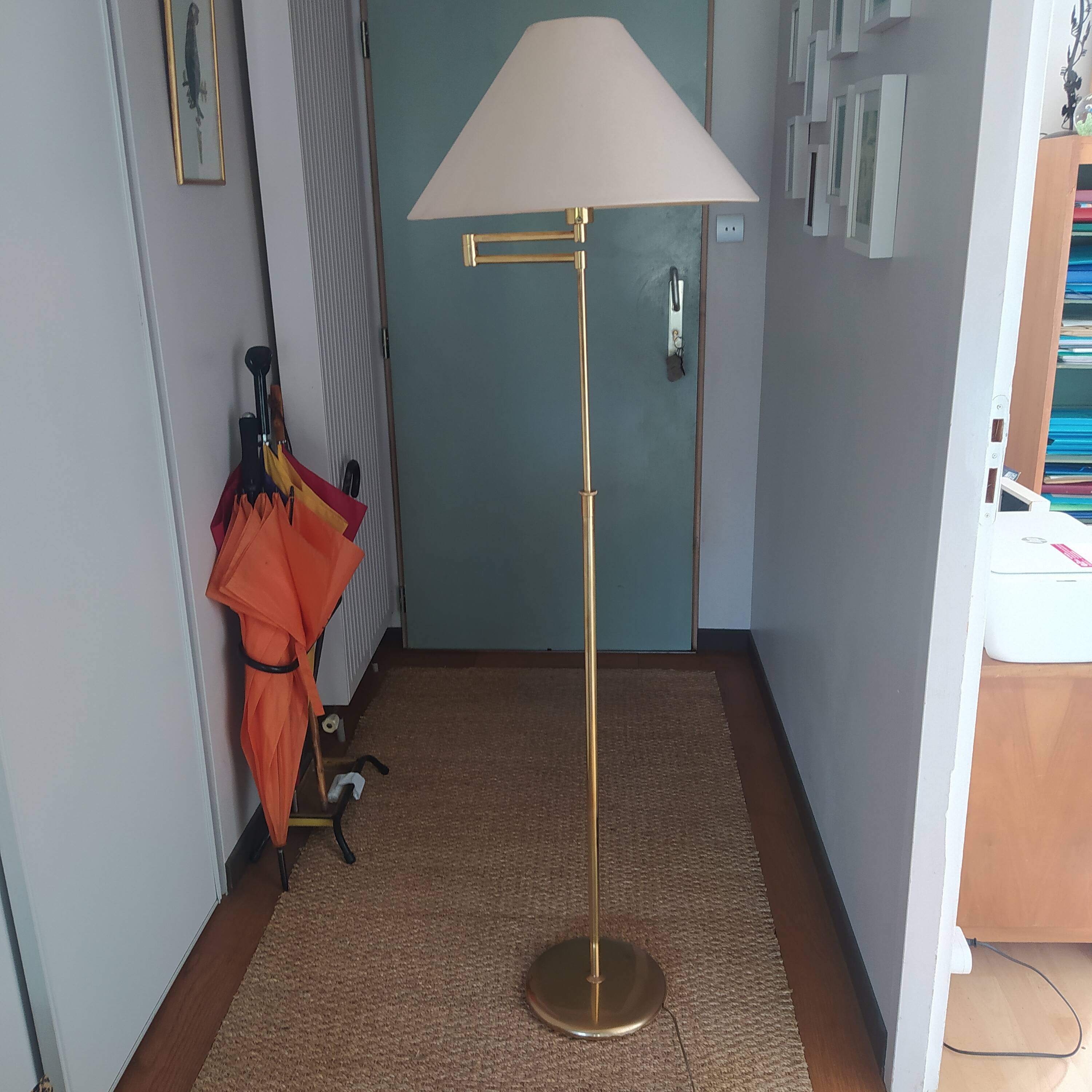 70s brass reading lamp with articulated arm Germany