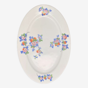 Plat de service et présentation ovale en céramique tchèque motif Fleurs multicolores - MLRDP15