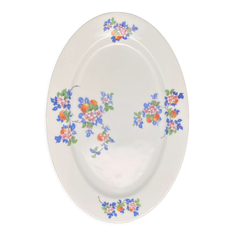 Plat de service et présentation ovale en céramique tchèque motif Fleurs multicolores - MLRDP15