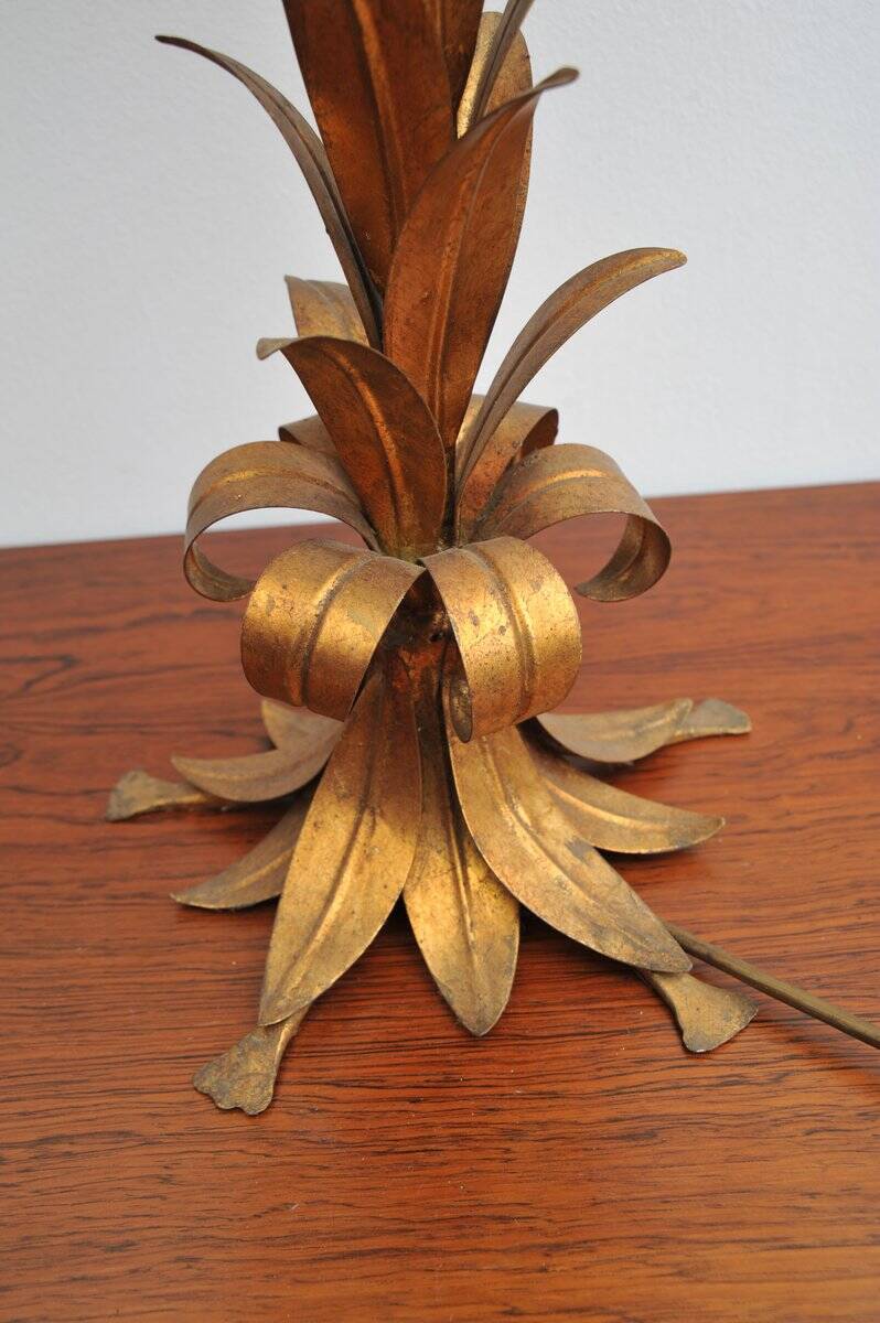 Gilded table lamp made of palm wood by Hans Kögl, 1970s