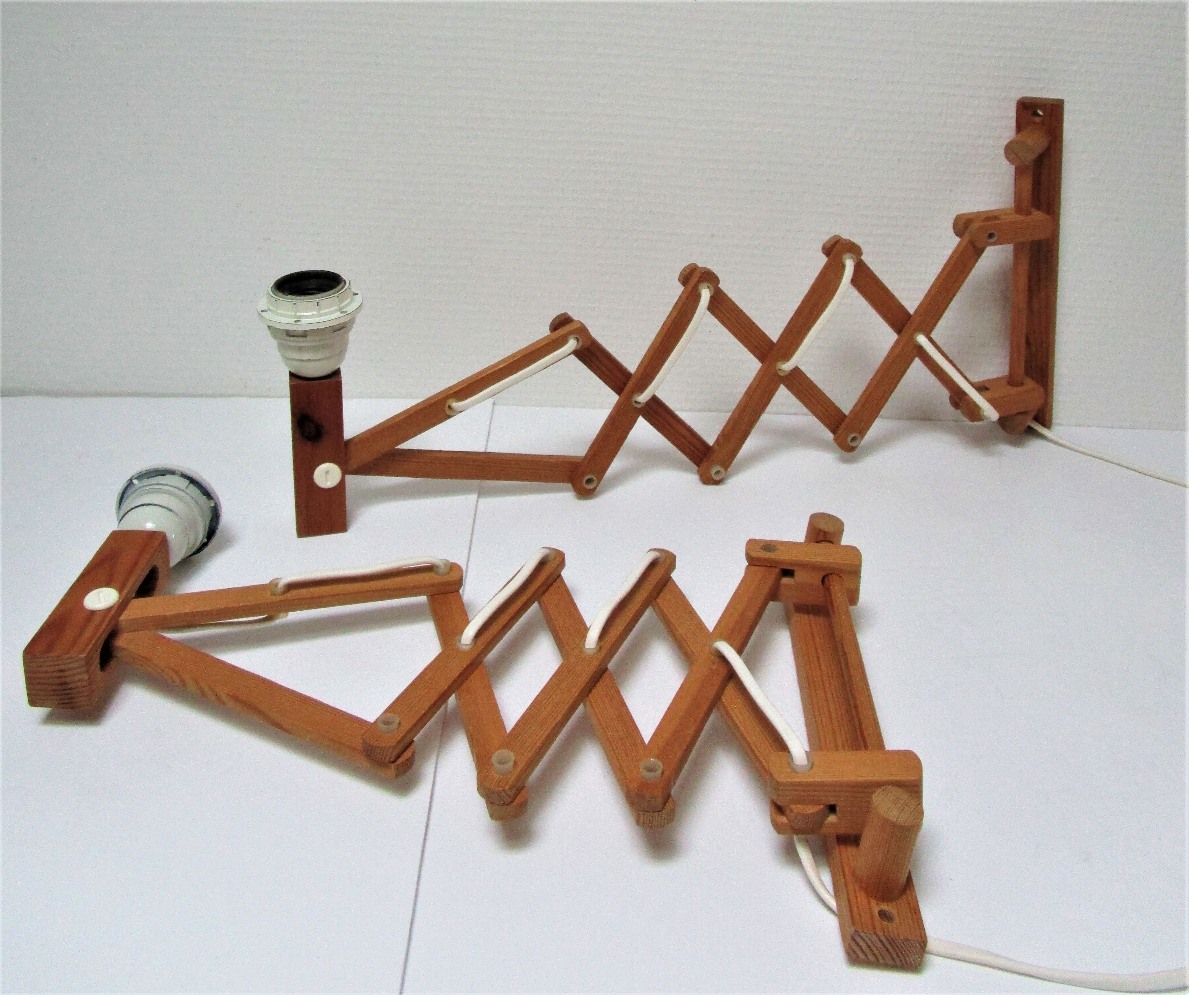 Paire d'appliques bois extensibles design scandinave vintage