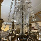 6-light crystal and bronze chandelier - 19th century