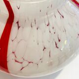 Marmorean glass ball vase in white murano and red-deco-retro-vintage