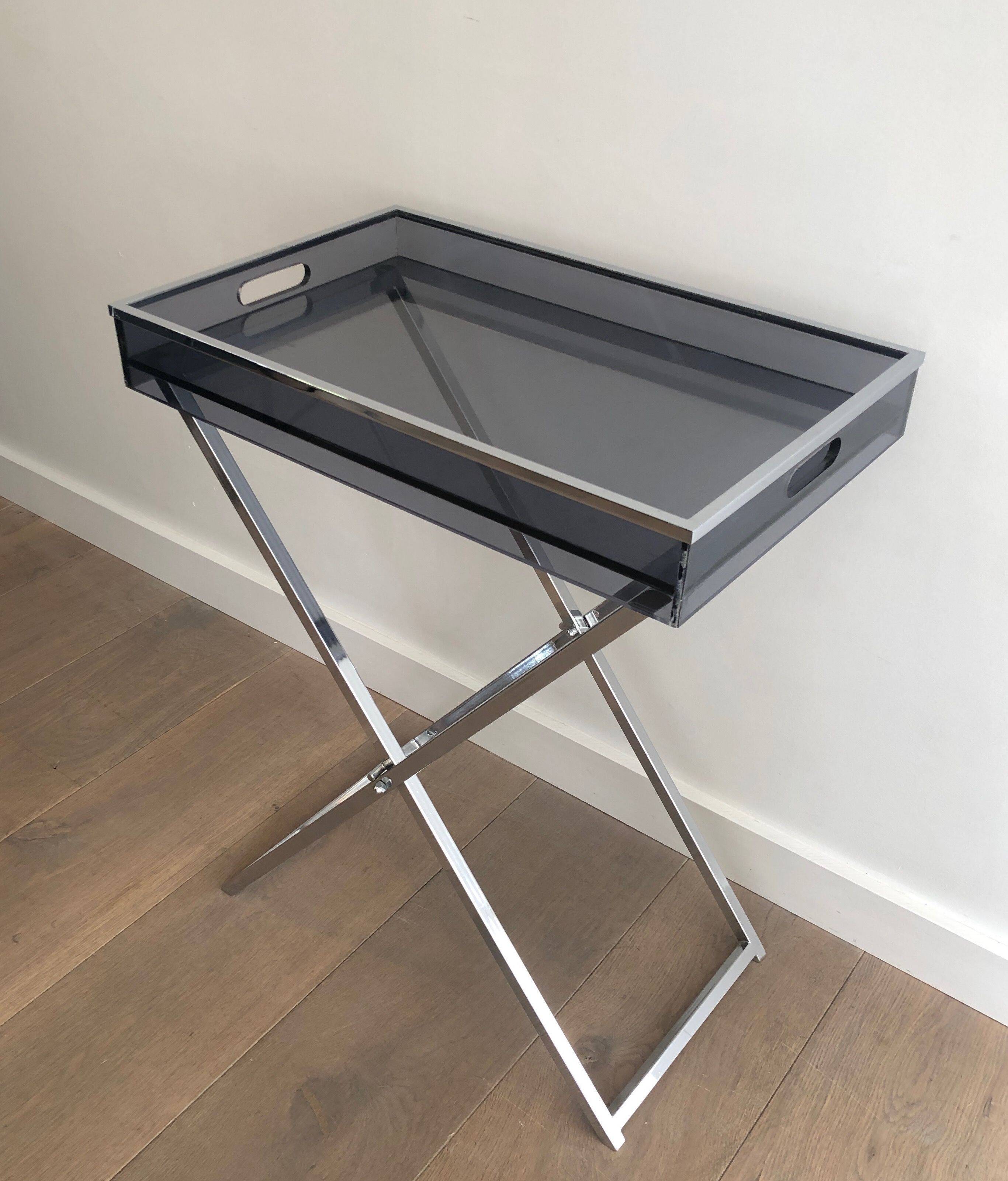 Paire de bouts de canapé en plexiglas et chrome