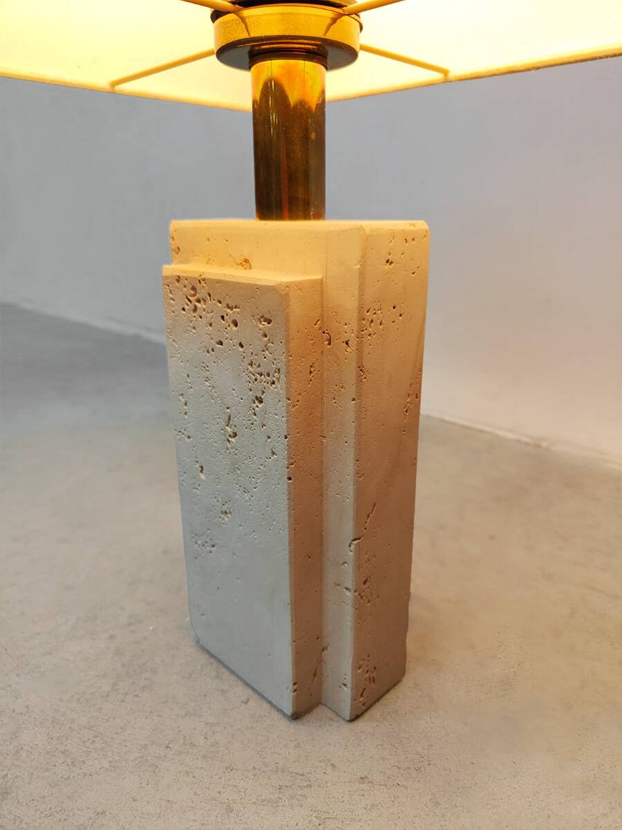 Italian vintage travertine table lamp 1970