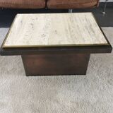 Belgo Chrome Travertine Coffee Table 1970s