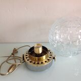 Structured glass globe lamp and metal-brass/ vintage 60s and 70s base