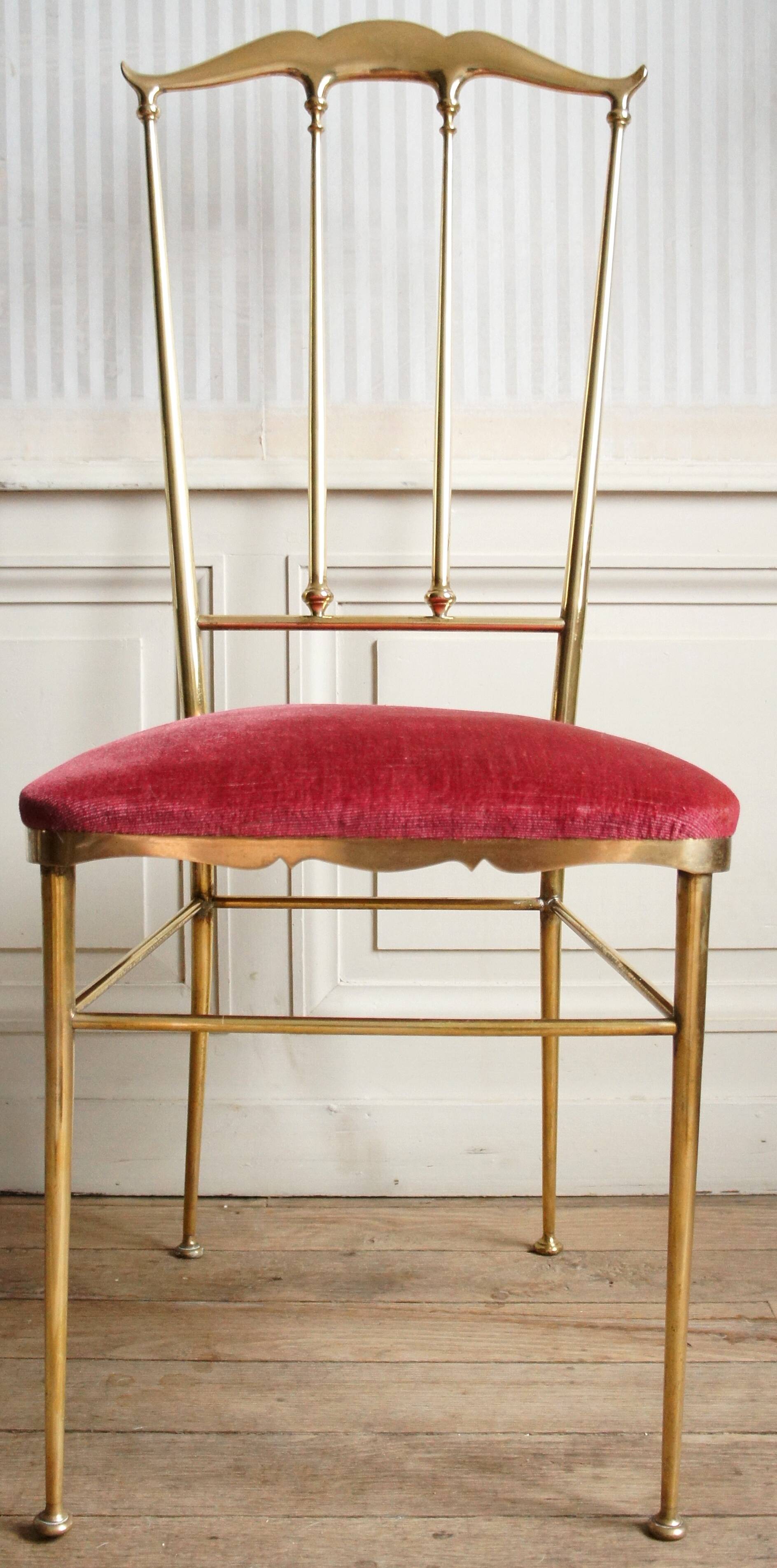 Chiavari high back chair solid brass & velvet