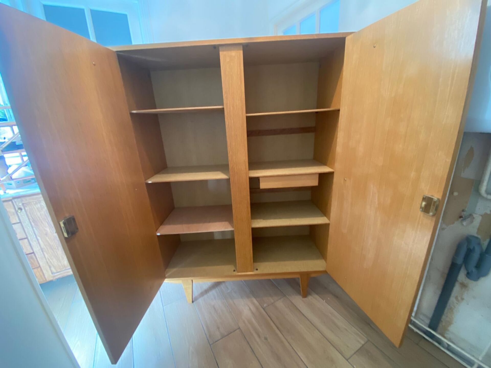 Armoire vintage bois/rotin années 50/60