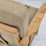 1970s, Danish 3 seater sofa, original very good condition, wool, oak.