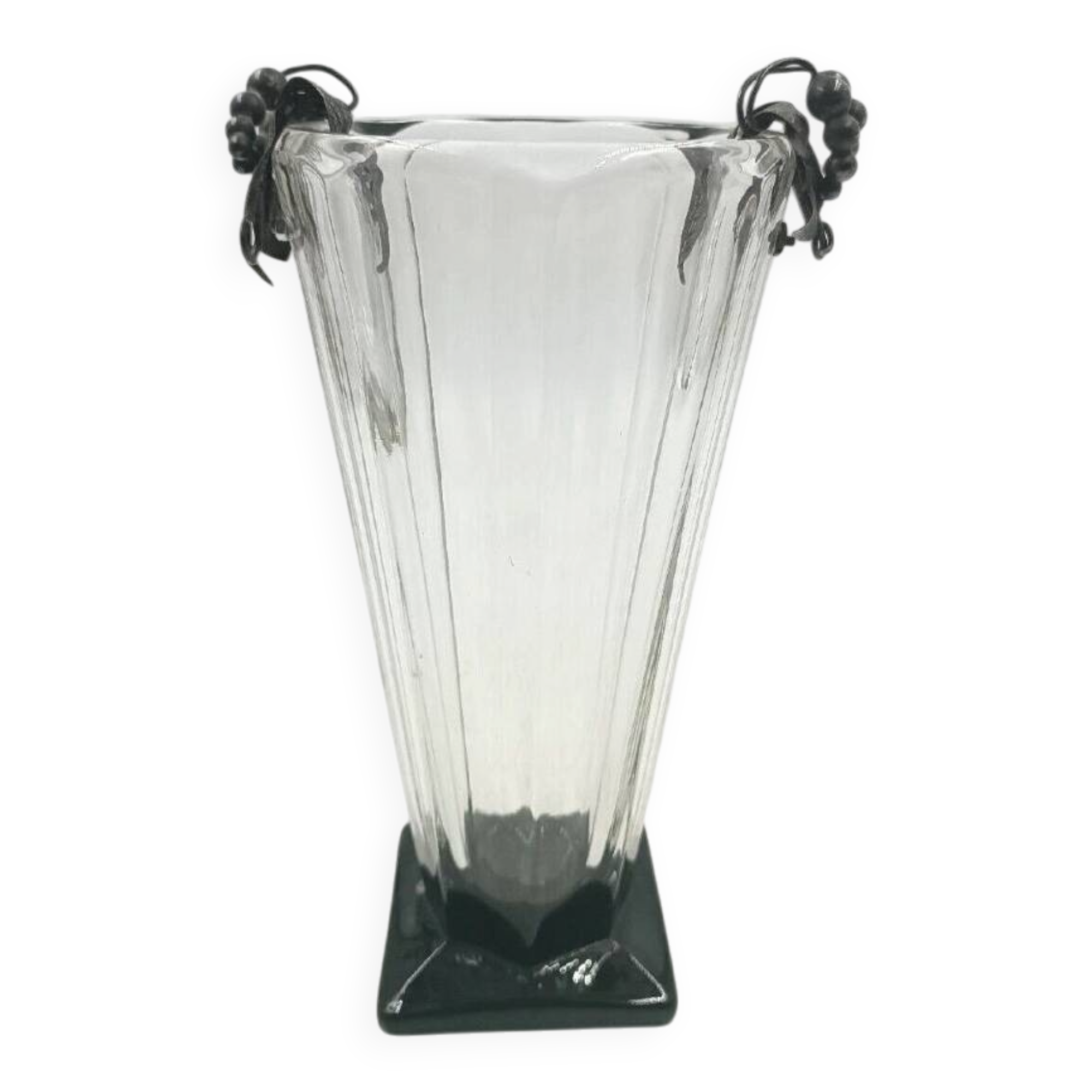 Crystal vase with 800 silver grape applications - 1970s, Italian production