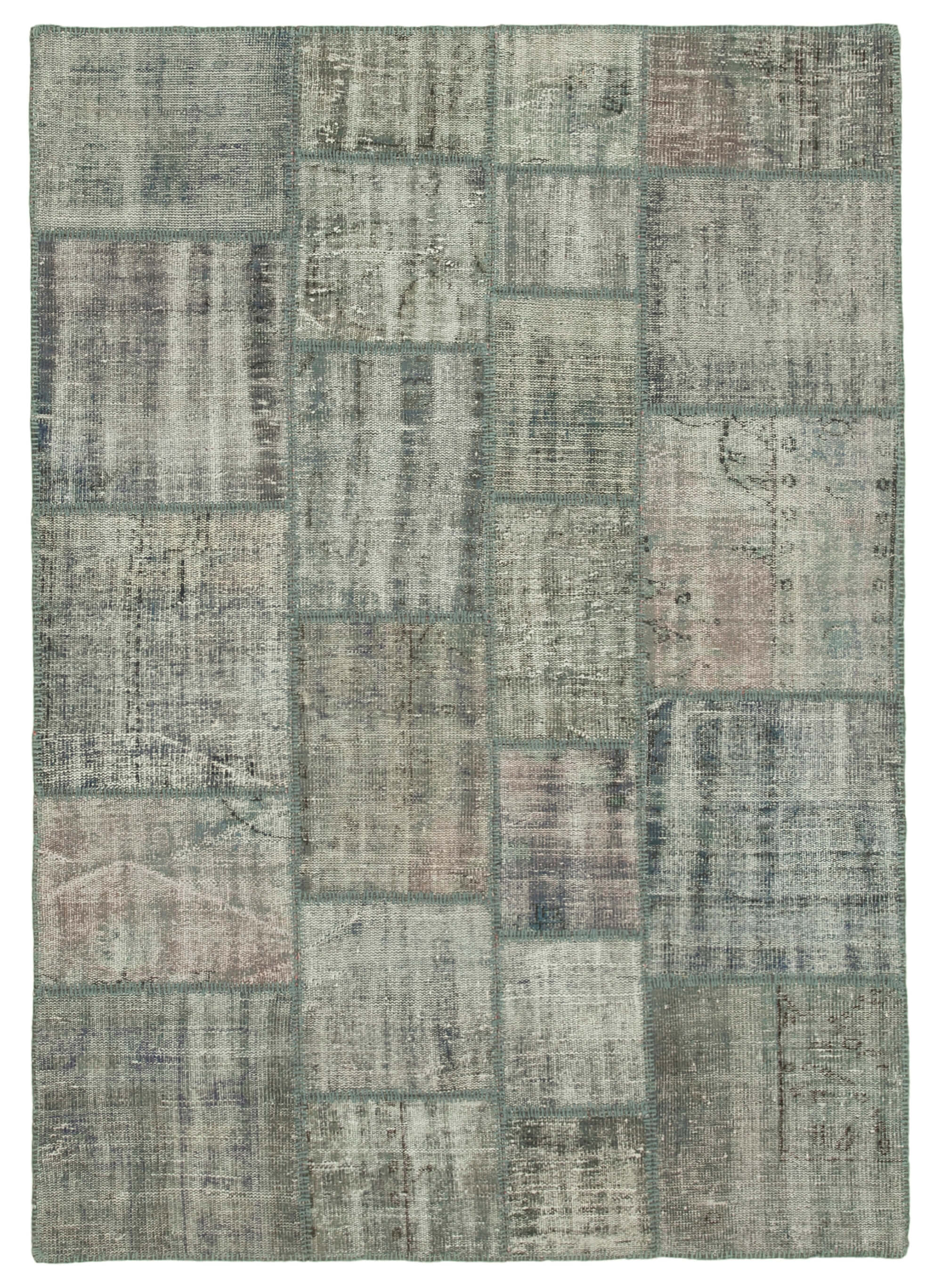 Handmade oriental contemporary 177 cm x 247 cm grey patchwork carpet